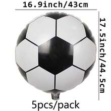 5pcs Aluminum Balloon, Creative Football Shaped Multi-Purpose Decorative Balloon For Party Decor,Christmas - Black and White - View 4