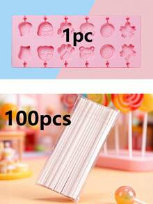 12-Cavity Pink Lollipop Mold, Silicone Gummy Bear, Paw, Flower Shaped Candy, Jelly, Pudding Mold, Easy Release Reusable Chocolate, Lollipop Baking Tool, Suitable For Valentine's Day Party, Home Decor, Housewarming Gift - View 15