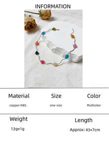 1pc Asymmetrical Silver Faux Stone Necklace - Minimalist Fashion Accessory - Elegant For Daily Wear, Dates, Vacation, Beach, Festivals - Multicolor - View 13