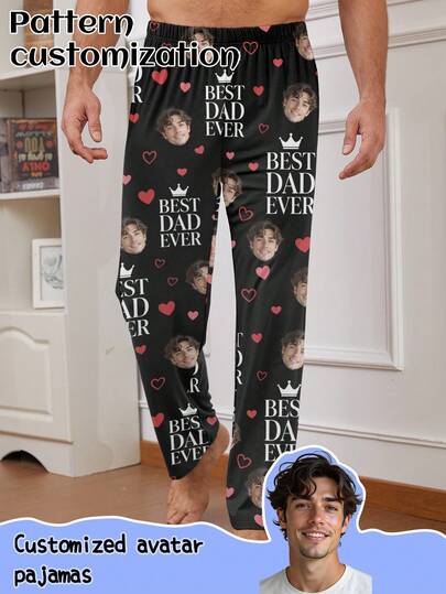 Pantalones de pijama personalizados para hombres, se puede imprimir cualquier patrón, pantalones de pijama personalizados con fotos, pantalones de pijama cómodos con imagen personalizada y divertida. Adecuado para el Día del Padre, cumpleaños, regalos, personalizado, colorido, lindo, ingenioso, único, personalizado, regalo ideal para novio, adecuado para novio, familia, amigos, mayores, de moda para otoño, fiesta de vacaciones