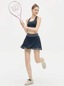 Leorrey 1 pieza Chaleco deportivo de moda para mujer para danza, yoga, pilates, running, fitness, tenis y golf - Azul - Ver 7