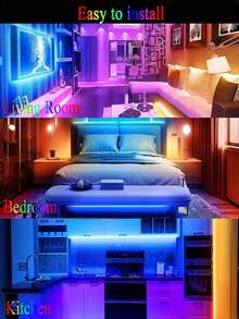 1-30m/Set Smart LED Strip Lights, 5050 RGB, Flexible Tape Lights For TV Backlight, Gaming Room, Christmas, Valentine's Day Decoration - 彩色 - 查看 3