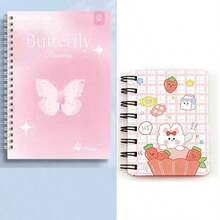 Sổ tay lò xo A5 series Giấc Mơ Bướm, Sổ ghi nhớ dày dặn dễ thương + Sổ tay nhỏ hình Thỏ Dâu Tây - Nhiều màu - Xem 9