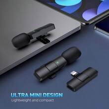 Tangle-Free Live Streaming Equipment And Accessories 2026 Upgraded Wireless Lavalier Microphones Compatible With Iphone, Android- 2 Packs Mini Clip-On Mics With Noise Reduction For Vlog, Recording & Live Streaming Mother's Day Birthday Gift - Black - View 7