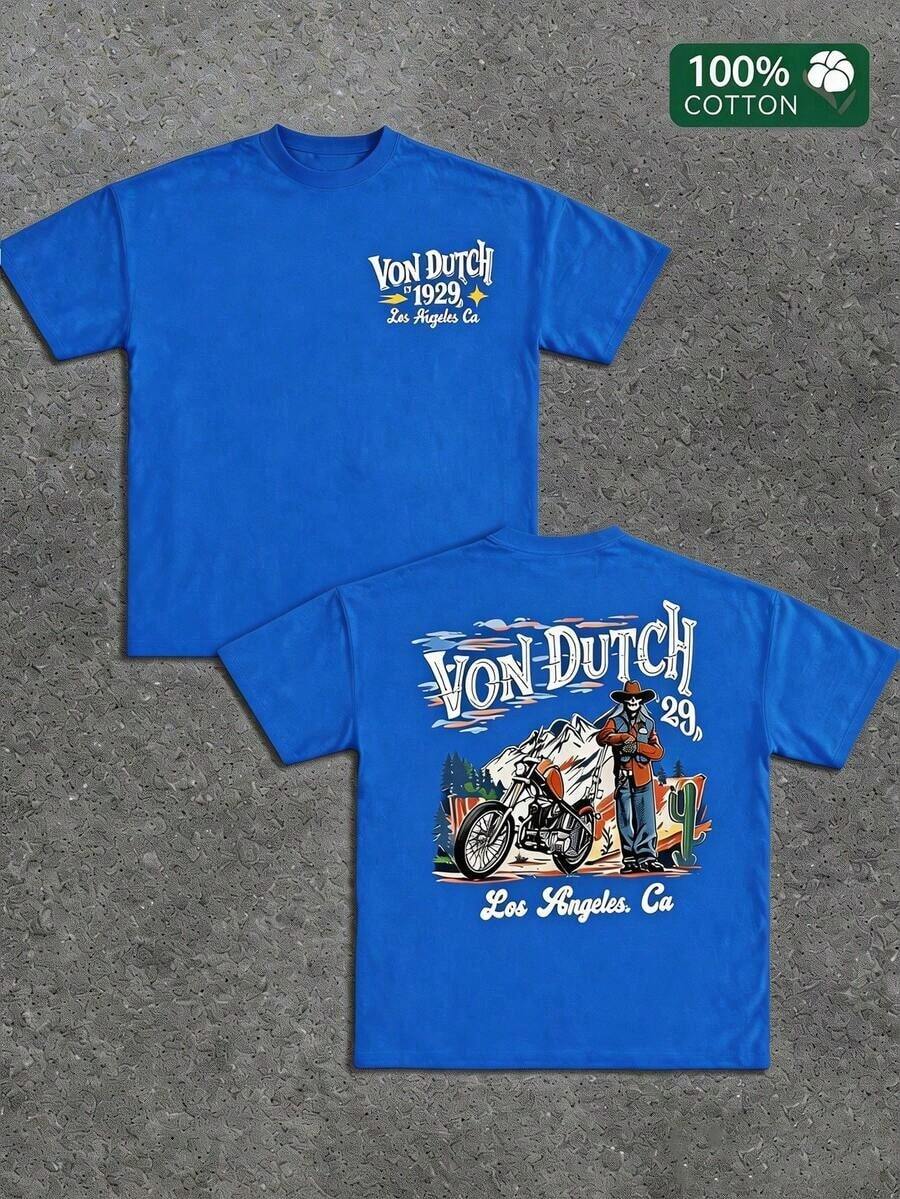 Nuevas camisetas de moda para hombres de primavera y verano. Camiseta casual de manga corta para hombre, que combina el arte automotriz y de motocicletas con un diseño moderno, presentando patrones icónicos – el regalo de Navidad perfecto para los entusiastas de las motocicletas. - Rojo GG0225S2 - Ver 1