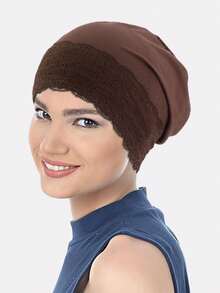 1 chiếc mũ len nữ viền ren, khăn trùm đầu Hồi giáo, mũ ngủ, thích hợp sử dụng hàng ngày. - Nhiều màu - Xem 6