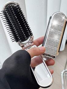 1pc Sparkling Rhinestone Folding Comb,Makeup Comb, Massage Comb, Luxury Mini Hair Brush With Mirror,Women's Hair Styling Compact, Portable Pocket Comb,Hair Products And Accessories For Barber Salon Beauty Travel Essentials,Perfect Gift For Family, Friends, Loved Ones,Ideal Birthday Gifts, Holiday Gifts, Party Gifts, Mother's Day Gifts,Wedding Gifts, Back-To-School Gifts - Multicolor - View 6