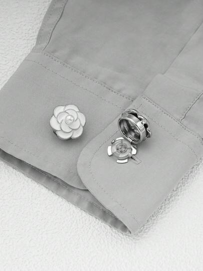 1/2/5 piezas Botones de metal con cristal de 18mm de estilo vintage con flor de camelia, cubiertas de botones desmontables, botones decorativos con cristales con alicates para vestidos, trajes, camisas, color plomo