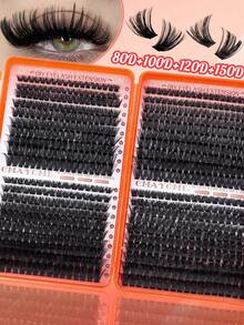 800/740/720 DIY仿貂毛假睫毛，C/D卷度，10D+20D+30D+40D/50D+60D+80D+100D/80D+100D+120D+150D，手工制作，可重复使用，蓬松浓密单根假睫毛套装，轻盈美睫，浓密型假睫毛，隐形眼镜佩戴者适用 - 亮橙色 - 查看 7