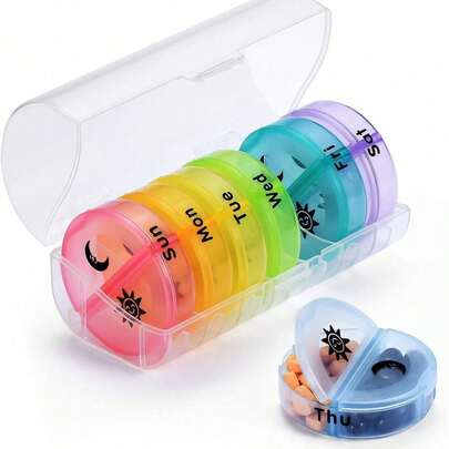 Large Weekly Pill Organizer 2 Times A Day, 7 Day Daily Pill Box Easy To Open With Double Protection Lock, AM PM Pill Case For Medicine Vitamin Fish Oil Supplements, Portable Travel Medication Holder With Compartments