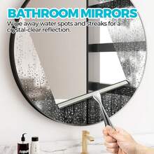 12 Inch Stainless Steel Shower Squeegee, All-Purpose Window & Glass Cleaner With Adhesive Hook, Streak-Free Squeegee For Shower Door, Bathroom, Mirror, Car Window (Silver) - Silver - View 6