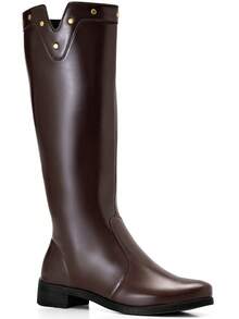 Women's Riding Boot, High Shaft, Low Heel, Comfortable, Studded, Round Toe, Lumiss - Rỉ Nâu - Xem 1