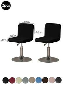 1pc Waterproof Full Coverage Office Chair Cover For Swivel Barstool, High Elasticity Dustproof Cat Scratch Resistant Universal Short Back Chair Cover, Suitable For Home, Bar, Office, Black - Black - View 12