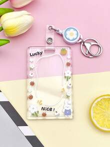 1个可爱卡通透明卡套，适用于校园公交餐卡、工作证保护套、硬壳胸章 - 彩色 - 查看 7