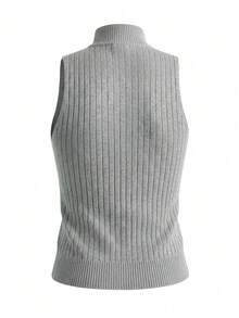 Áo tank top khoét vai gợi cảm dành cho nữ, áo croptop dệt kim không tay quyến rũ, trang phục mùa hè ôm sát. - Xám - Xem 7