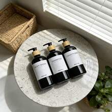 3pcs Shampoo, Conditioner, Body Wash Dispenser Bottles, Refillable Pump Bottles - Short, Round-shouldered Bottle - View 4