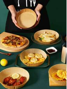 100片装空气炸锅内衬纸，一次性纸质内衬，7.48英寸不粘圆形烘焙纸，适用于5-8夸脱空气炸锅、烤箱和微波炉。 - 查看 10