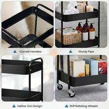 Multifunctional Rolling Utility Cart, 3/4-Tier Mobile Storage Organizer With Wheels, Space-Saving Plastic Shelving Unit, For Kitchen Bathroom Living Room Bedroom Garage, Modern Home Decor, Black/White Options Available - 四層升級款 - 查看 4