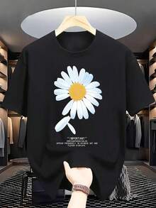 Nuevas camisetas de moda para hombre de primavera y verano con estampado de "girasol", de manga corta, elegantes y ligeras - camiseta de manga corta con cuello redondo, la elección perfecta para ropa casual de exterior en verano. - Blanco - Ver 8