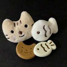 Plush Cat & Resin Fish Shoe Charms, Kawaii Mixed Material Decorations, White DIY Accessories For Women & Girls - Perfect For Hole Punch Shoes, Casual Sandals, Beach & Daily Wear, Ideal Gift For Cat Lovers - Brownish-yellow - View 2