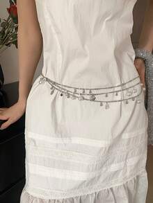 1件银色合金材质优雅小众三层腰链，女士款 - 銀色 - 查看 5