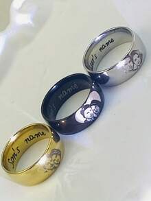 1pc Customized Fashion Personalized Stainless Steel Ring - Customizable Engraving, Durable, Suitable For Birthday, Anniversary, Wedding, Mother's Day, Father's Day, Easter, Family Ring, Customized Engraved Ring, Gift For Mom, Personalized Gift, Thanksgiving, Halloween, Christmas Gift - Multicolor - View 8