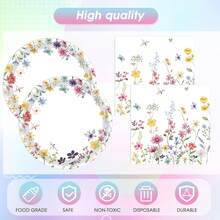 41Pcs Wildflower Party Decorations Spring Floral Birthday Tableware Wildflower Floral Paper Plates Napkins Tablecloth Spring Summer Picnic Birthday Wedding Mothers Day Tea Party Decorations,Serve 20 DN3R - 野花派對 - 查看 3