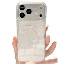 Ốp lưng điện thoại Kawaii trong suốt hình nơ với chi tiết ngôi sao lấp lánh, thiết kế ruy băng hồng tối giản, vỏ bảo vệ mềm mại, tương thích với iPhone 17/16/15/14/13/12 Pro Max - Nhiều màu - Xem 3