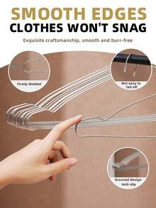 Giá phơi quần áo bằng thép không gỉ (10/20 chiếc), giá treo quần áo chống trượt dùng trong gia đình. - Bạc - Xem 6