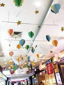 1/3/5/10 pièces Décorations de fleurs de montgolfière de couleur aléatoire, convient pour baby shower, célébration d'anniversaire, décoration de jardin, décoration de maison, décorations de montgolfière 3D suspendues, convient pour la décoration de fête en plein air, mariage - Multicolore - Voir 3