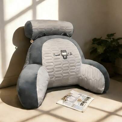 Silky Fiber Headboard Pillow With Insert, Soft Thick Lumbar Cushion Large Backrest Pillow, Ergonomic Reading Pillow For Sofa And Bed, All-Season Home Decor, Cute Animal Theme Comfortable Reading Accessory