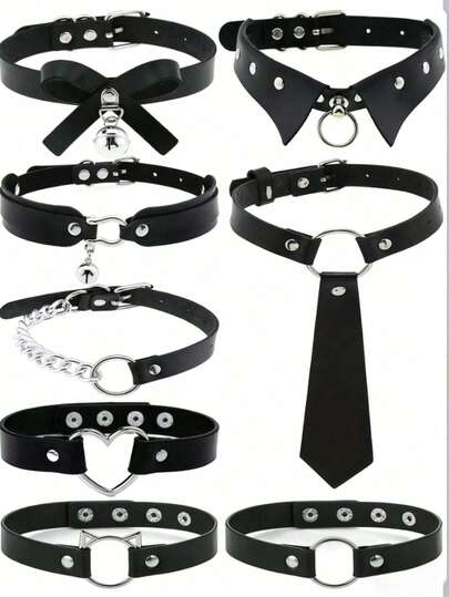 Heart-Shaped Love Punk Goth Style Choker Necklace With Bowknot & Bell Pendant, Suitable For Holiday Parties, Street Rock Style, Creative Daily Wear, Birthday, Valentine's Day Gift For Women