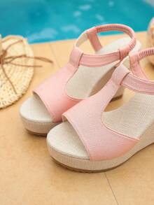 Sandal Wanita Fashion Musim Panas Model Slip-On dengan Ujung Bulat dan Terbuka, Nyaman untuk Pantai, Ukuran Besar - Berwarna merah muda - View 5