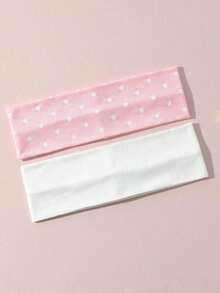 2pcs/Set Women's Fashion Polka Dot Print Soft Non-Slip Headband, Elastic Yoga Sports Headband Hair Accessories, Versatile For Daily Wear, Suitable For Multiple Occasions Fashion Hair Bands Women Bandana - 白色 - 查看 3