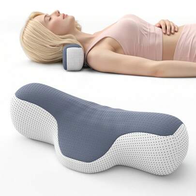 1pc Small Portable Memory Foam Neck Pillow, Ergonomic Contoured Pillow Gently Supports Head, High-Density Adaptive Support For Side, Back And Stomach Sleepers, Prevents Neck Strain