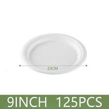 100 chiếc đĩa dùng một lần làm từ sợi mía, đĩa siêu phân hủy sinh học được làm từ 100% sợi mía tự nhiên, chống dầu mỡ và chống rách, thích hợp cho các bữa tiệc và sử dụng hàng ngày. - trắng - Xem 11