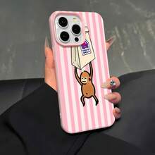 Cute Monkey Holding Taco Bell Bag Phone Case-Compatible With Samsung,  12, 13, 14, 15 Pro,  14 Plus,  15, 16 Pro Max,  17,  17 Pro,  17 Pro Max,  17 Air, And  17e. Made Of TPU Material With Anti-Slip And Drop-Protection Features; A Stylish And Playful Phone Case Design. An Excellent Gift For Yourself, Family, Friends, Or A Partner. - Hồng - Xem 5