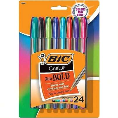 BIC Cristal Xtra Smooth Blue Ballpoint Pens, Medium Point (1.0mm), 24-Count Pack, Extra Smooth And Reliable Ballpoint Pens