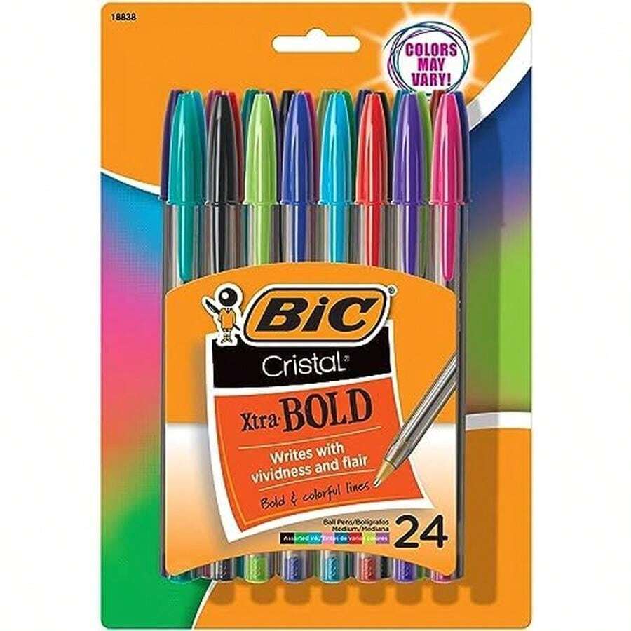 BIC Cristal Xtra Smooth Blue Ballpoint Pens, Medium Point (1.0mm), 24-Count Pack, Extra Smooth And Reliable Ballpoint Pens - G - 查看 1