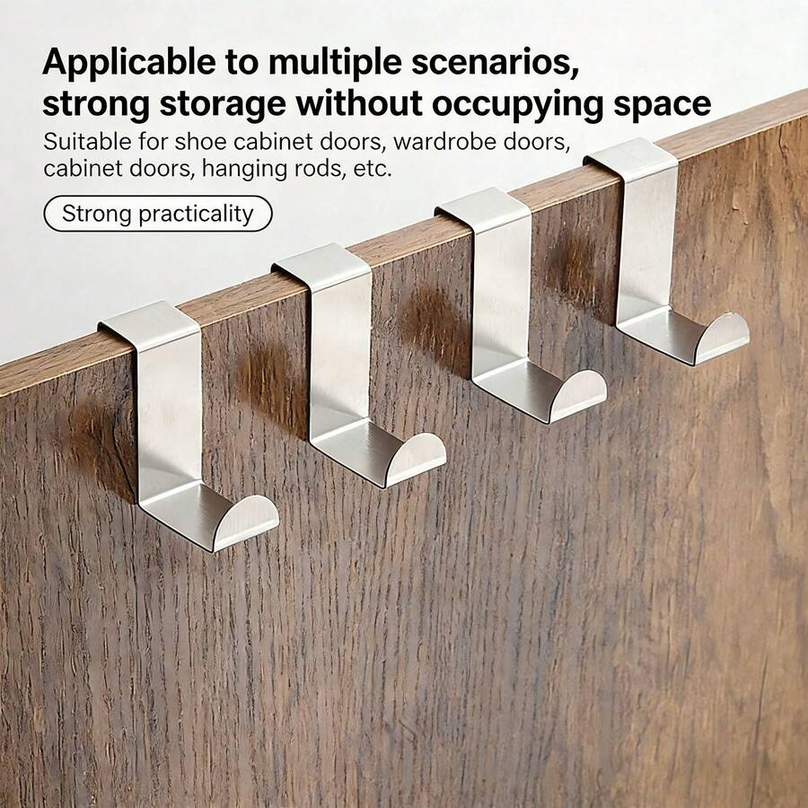 1 pieza Gancho en forma de Z de acero inoxidable - Perchero multiusos apto para cocina, gabinete, dormitorio y armario, sin necesidad de perforar, fácil instalación - Plateado - Ver 1