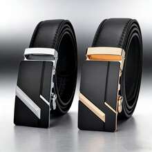 Thắt lưng khóa tự động hiện đại dành cho nam, thắt lưng hợp kim thời trang, thắt lưng công sở thường ngày. - Ruy băng hai màu - Xem 4
