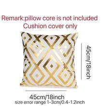 1pc Plush Foil Print Throw Pillow Cover, For Living Room, Sofa, Bedroom - Hot Stamping Diamond - View 3
