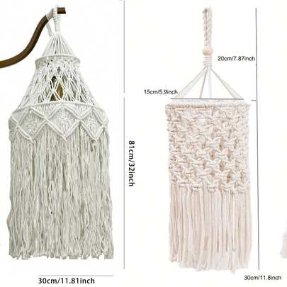 Handmade Pendant Light Shade, Glare-Proof Bohemian Farmhouse Style Ceiling Light Cover, Wall Hanging Tapestry Pendant Lamp Decor, Suitable For Living Room, Kids Room, Bedroom, Hallway