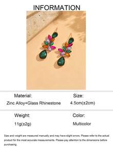 1 Pair Elegant Colorful Rhinestone Earrings, Women's Earrings Suitable For Daily Wear And Party - Multicolor - View 5