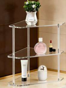 双层不规则透明亚克力化妆品收纳架 多功能化妆品收纳架 厨房调料架 浴室台面支架 - 透明 - 查看 5