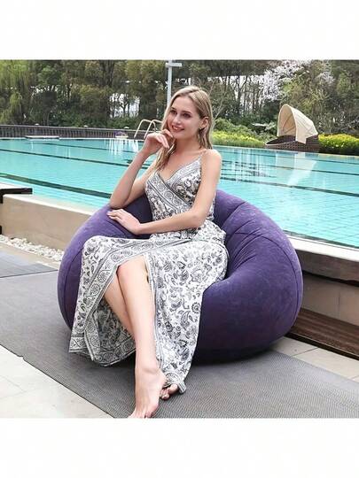 1 Set Patio Sofa Set, Includes Large Inflatable Slouchy Sofa, Made Of Durable PVC Material, Suitable For Indoor And Outdoor Living Room Seating, Portable And Foldable For Storage, Can Be Used For Outdoor Lawn And Camping Gatherings