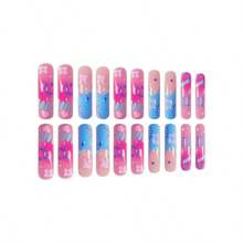 Long, Curved Nail Tips In A Sweet And Cool Blue Color Scheme With Cute Flowers-A Simple And Stylish Wearable Nail Extension, Perfect As A Gift For Parties. - Thế chiến thứ 26 - Xem 2
