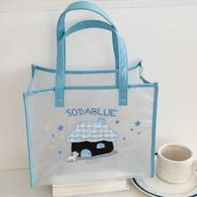 PVC宠物手提包，新款极简透明沙滩包，可爱卡通印花夏季旅行包 - 彩色 - 查看 3