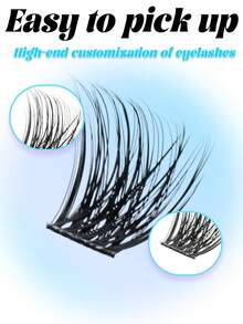 Coalsh 144PCS Curl Individual Lash Clusters Large Capacity Kit Use Raw Materials With A Roughness Of 0.07 D Curl (0.31-0.63inch) DIY Lash Extension Kit, Natural Look & Extra Thick & Wispy & Ultra Soft & Lightweight Reusable Segmented False Eyelashes Perfect For Daily Makeup, Wedding, Party, Festival, Mother's Day,Beginner Friendly Professional DIY Eyelash Extension Set - D - View 4