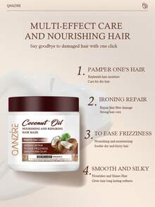 500毫升女士椰子保湿防毛躁发膜，修复受损干枯发质，深层滋养，令秀发柔顺亮泽 - Coconut - 查看 8